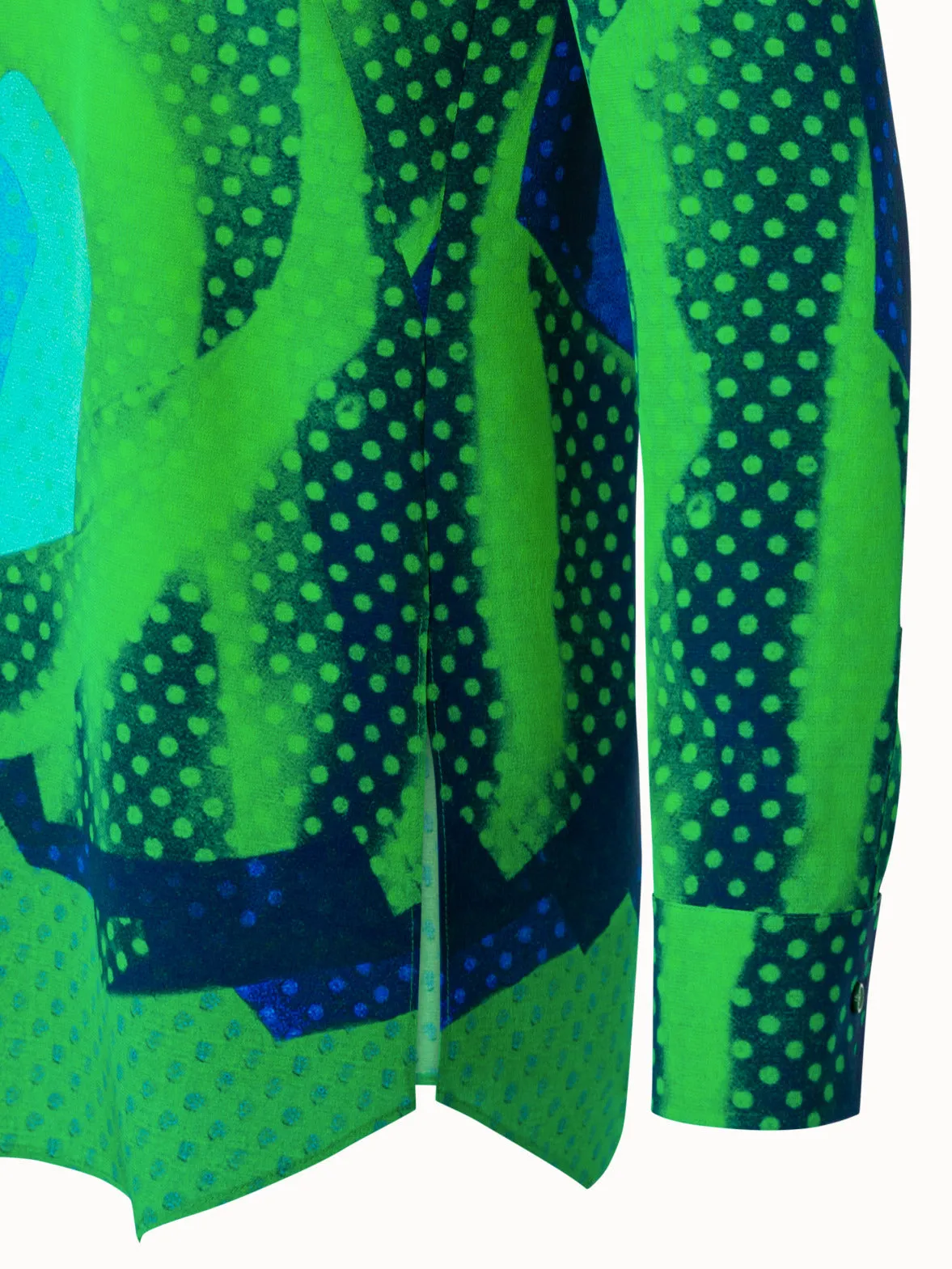 Silk Tunic Blouse with Superimposition Print