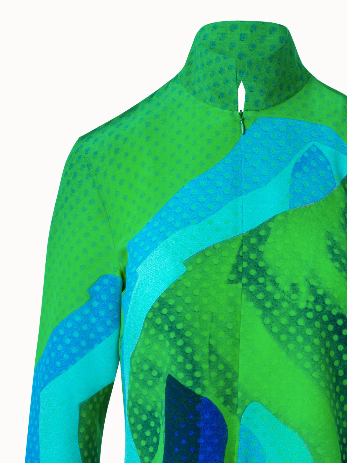 Silk Tunic Blouse with Superimposition Print