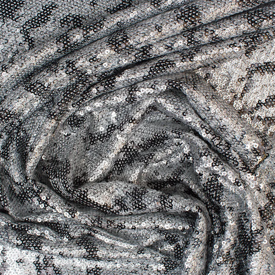Silver Two-Tone 'Animal' Sequinned Tulle