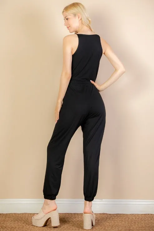Sleeveless Tie Waist Jumpsuit
