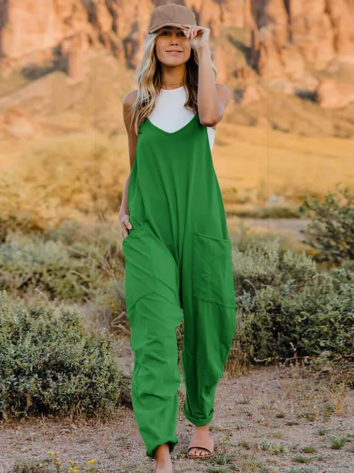 Sleeveless V-Neck Pocketed Jumpsuit - Double Take