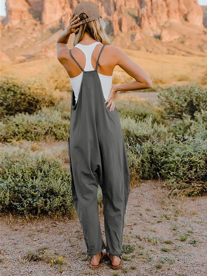 Sleeveless V-Neck Pocketed Jumpsuit - Double Take