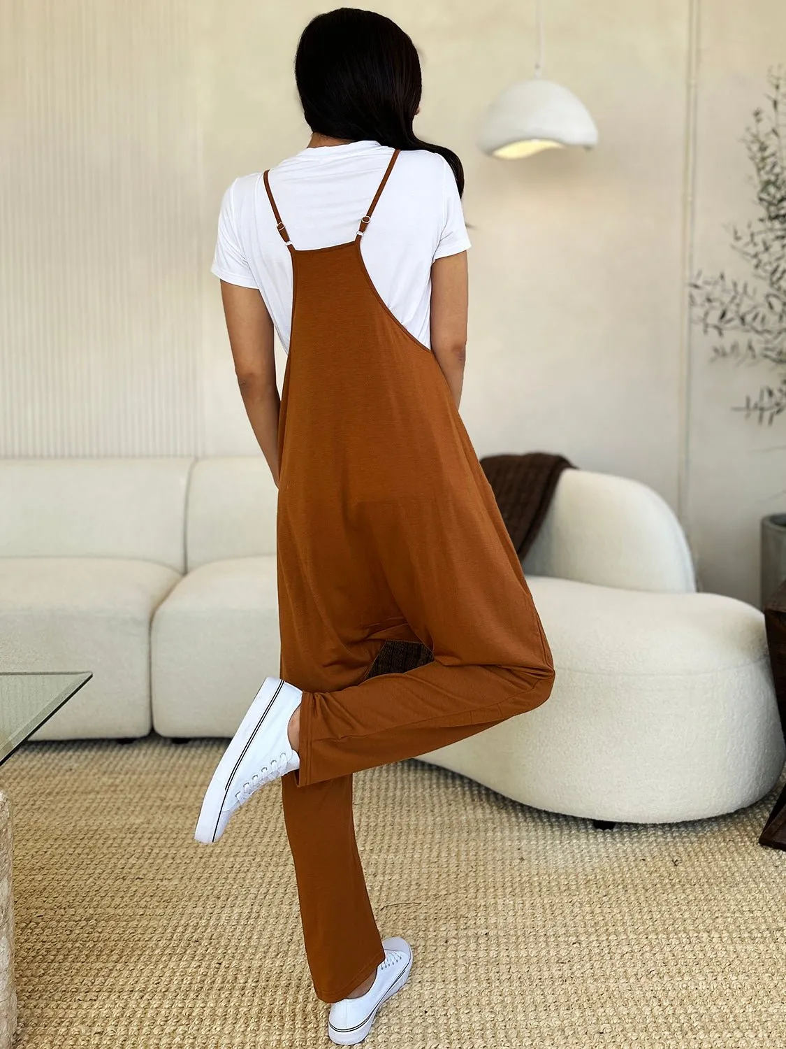 Sleeveless V-Neck Pocketed Jumpsuit - Double Take