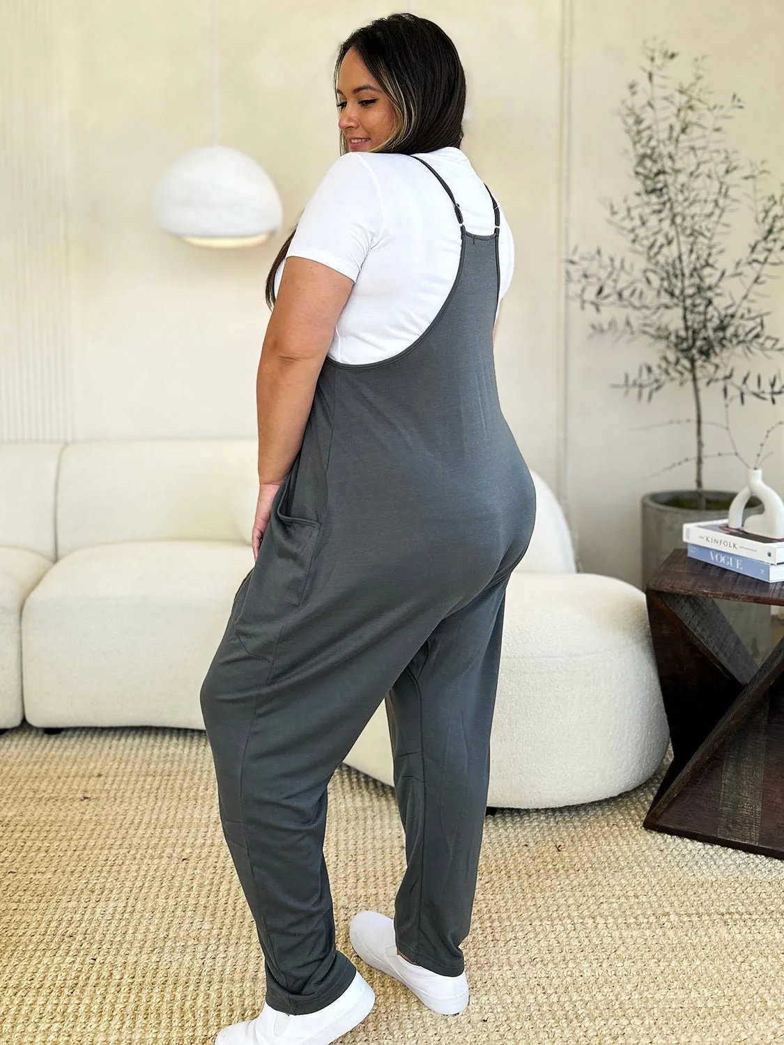 Sleeveless V-Neck Pocketed Jumpsuit - Double Take