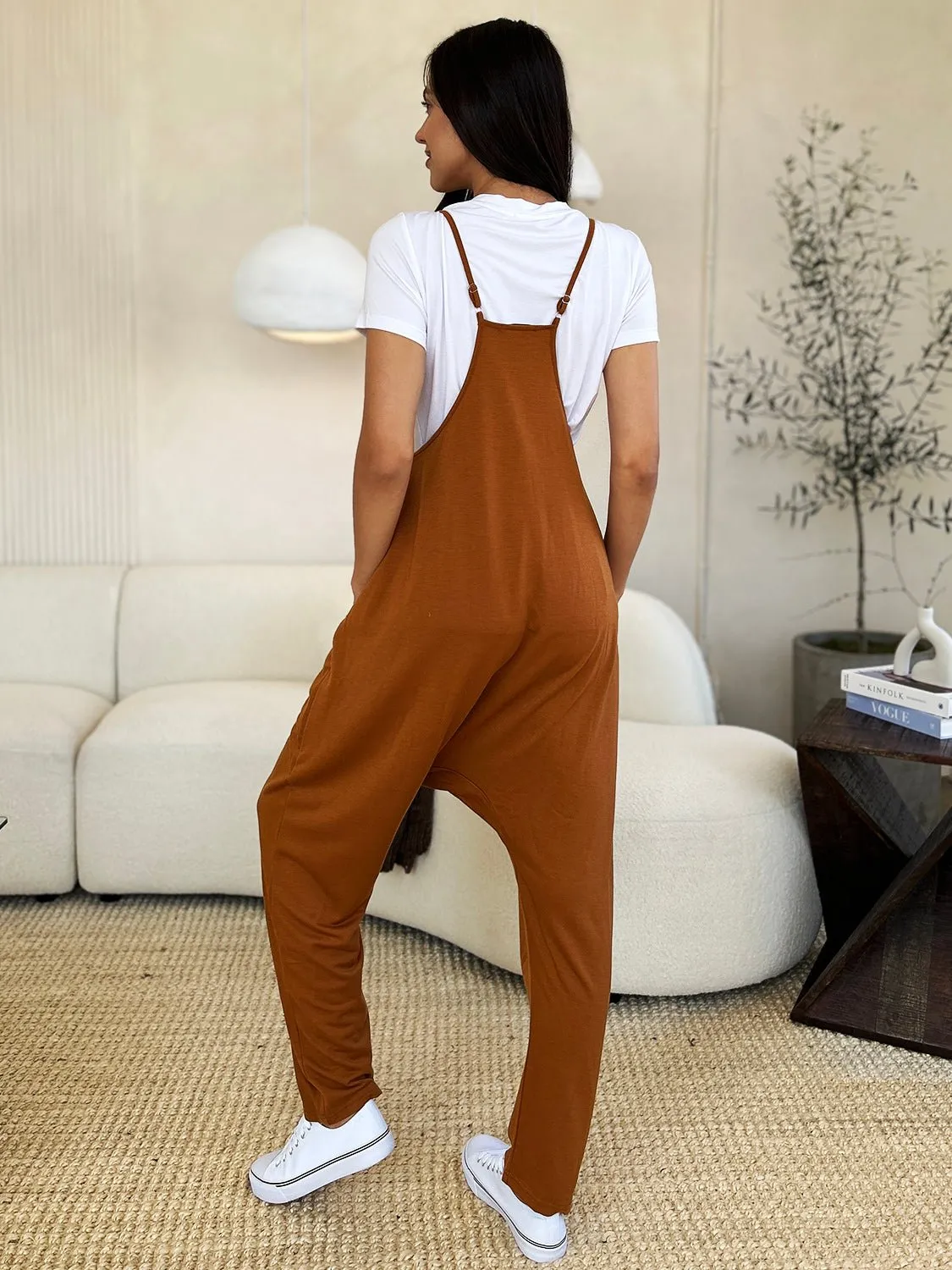 Sleeveless V-Neck Pocketed Jumpsuit - Double Take