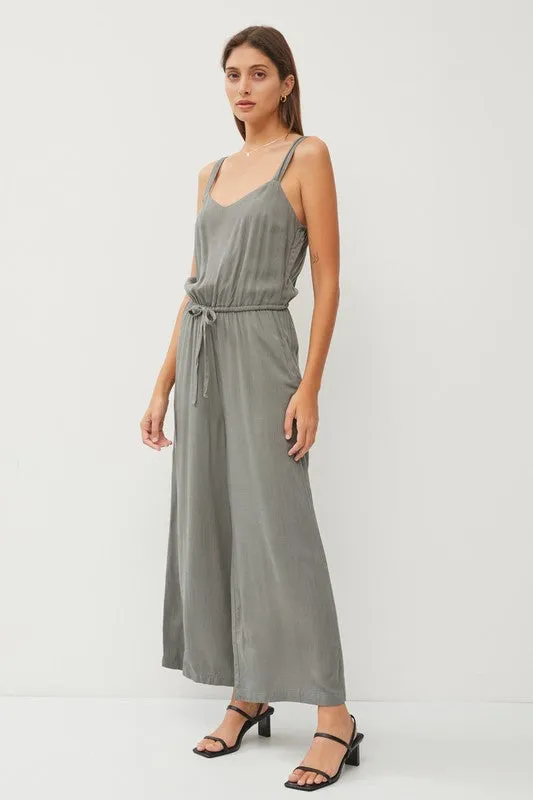 Spruce Sweetheart Neckline Wide Leg Jumpsuit