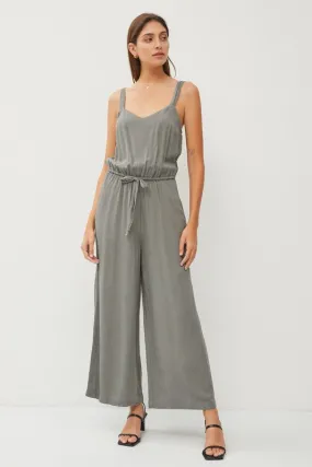 Spruce Sweetheart Neckline Wide Leg Jumpsuit