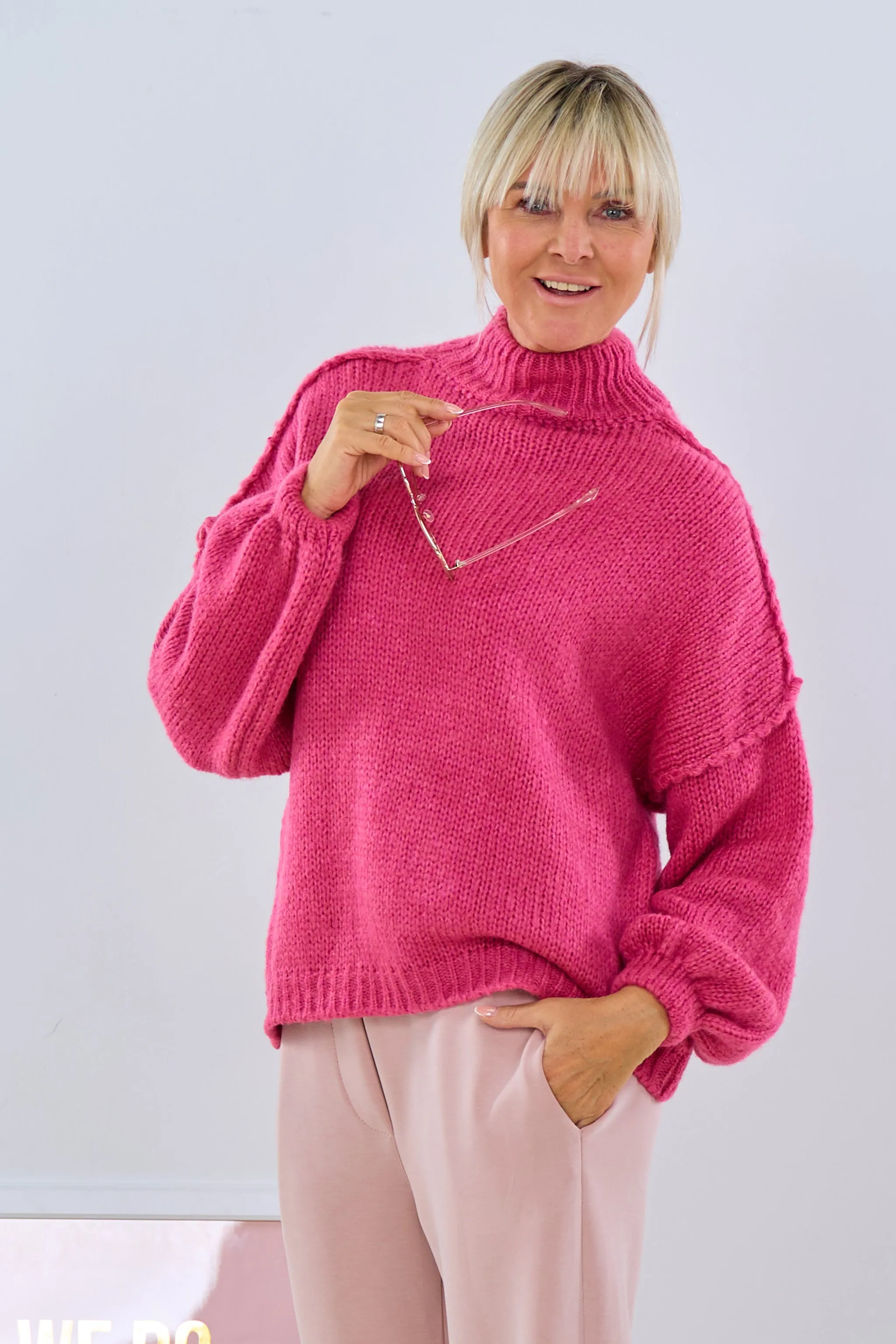 Strickpulli mit Turtleneck, beere