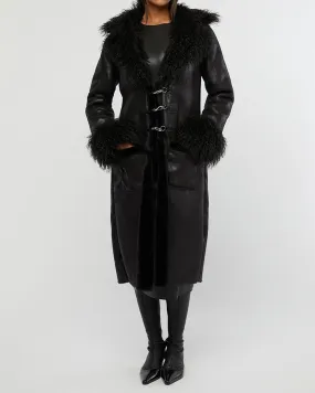 Suede Bonded Faux Fur Trench Coat