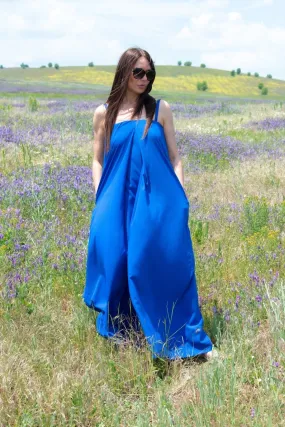 TALIA Blue Wide Off Shoulders Jumpsuit