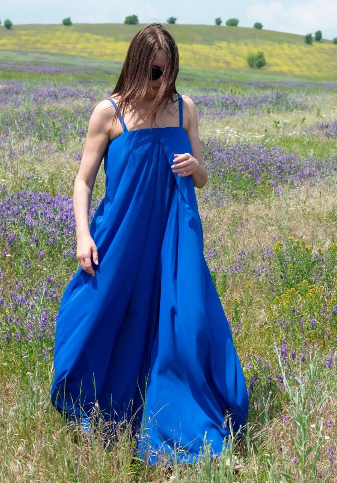 TALIA Blue Wide Off Shoulders Jumpsuit