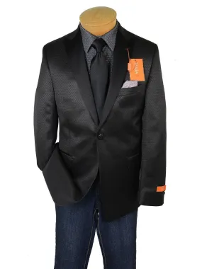 Tallia Orange 19058 85% Polyester / 15% Rayon Boy's Dinner Jacket Sport Coat - Satin Tonal Dot - Black, 2-Button Single Breasted