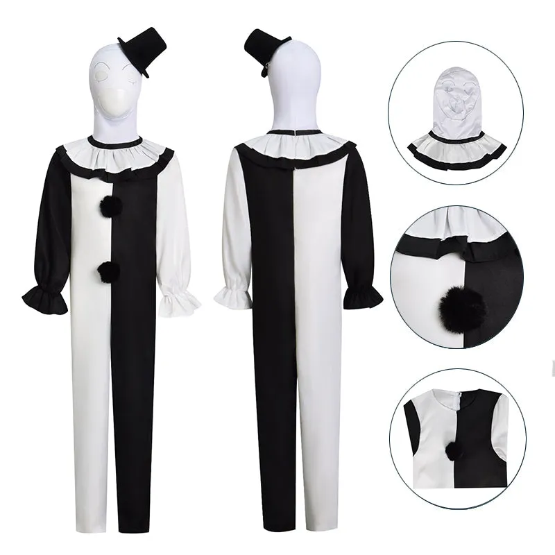 Terrifier 2 Cosplay Art The Clown Costume Mask Halloween Horror Evil Joker Suit