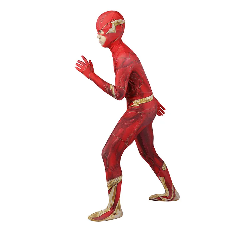 The Flash Barry Allen Cosplay Costume Superhero Flashpoint Jumpsuit For Kids Halloween Suit