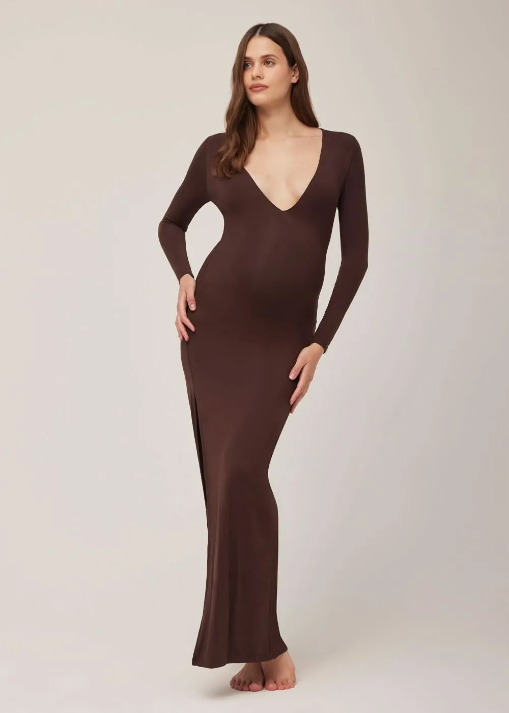 The Long Sleeve V Neck Evening Maternity Dress