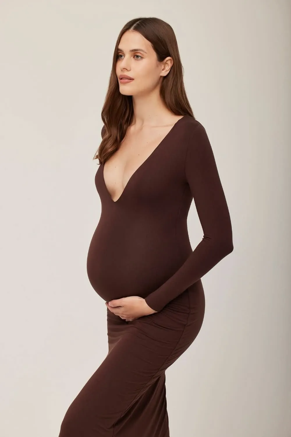 The Long Sleeve V Neck Evening Maternity Dress