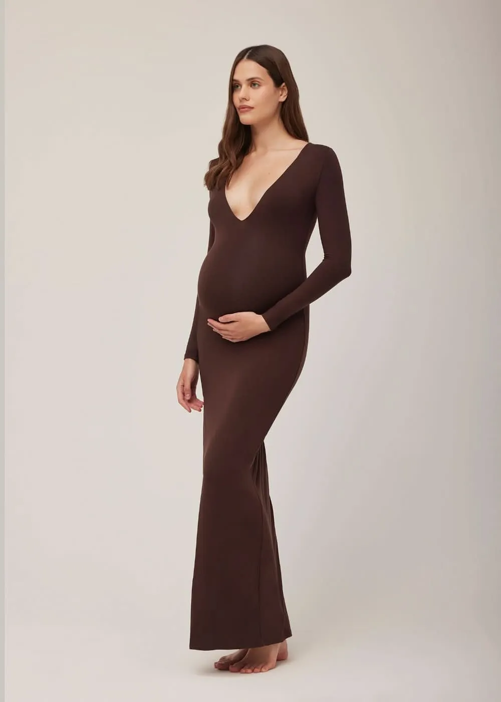 The Long Sleeve V Neck Evening Maternity Dress