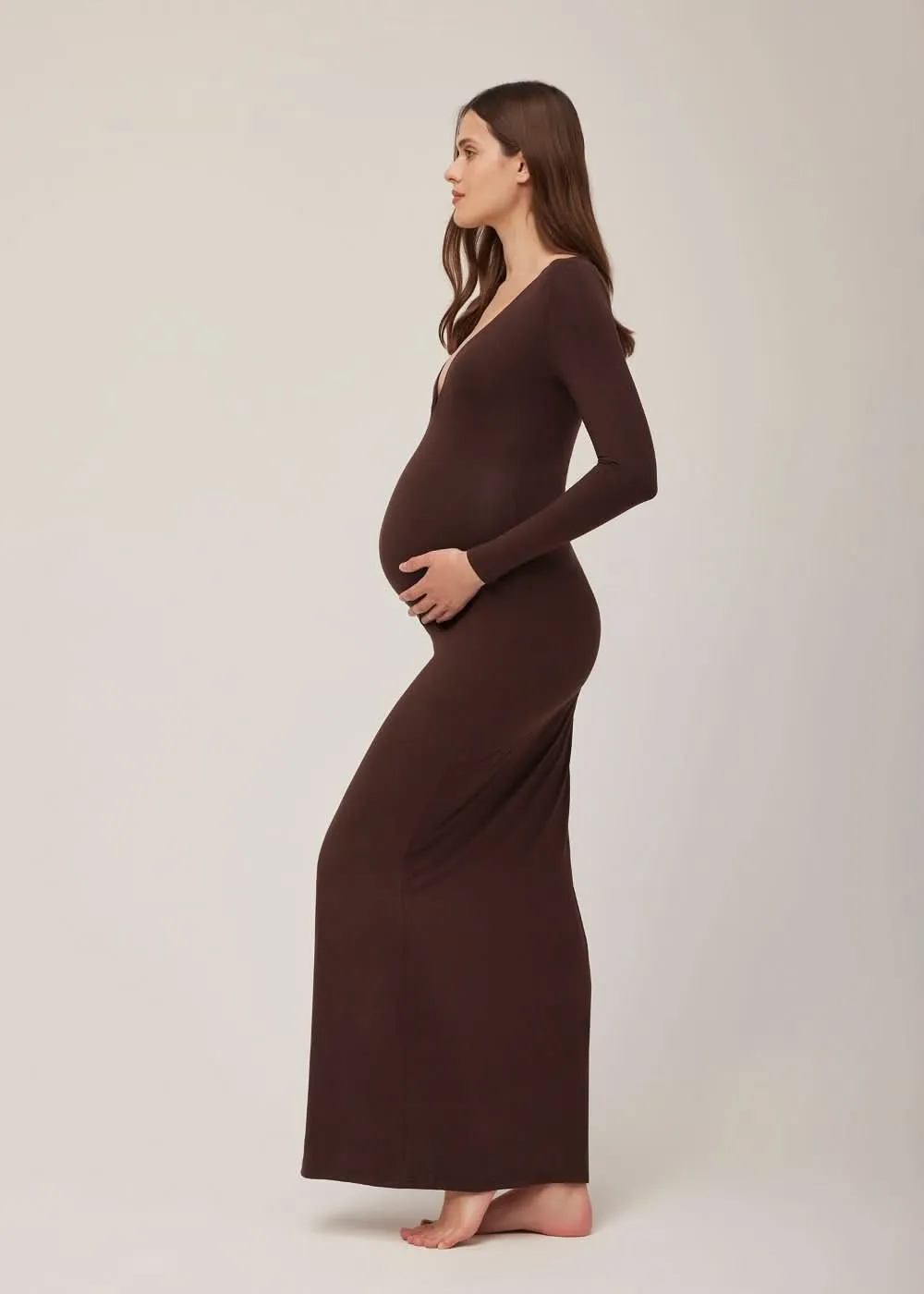The Long Sleeve V Neck Evening Maternity Dress