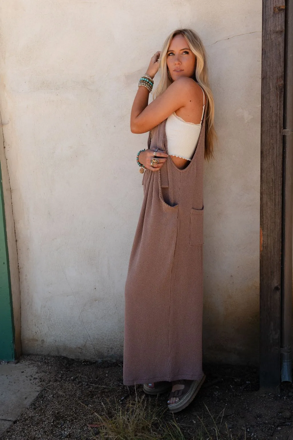 The Nest Urban Light Textured Jumpsuit - Acorn