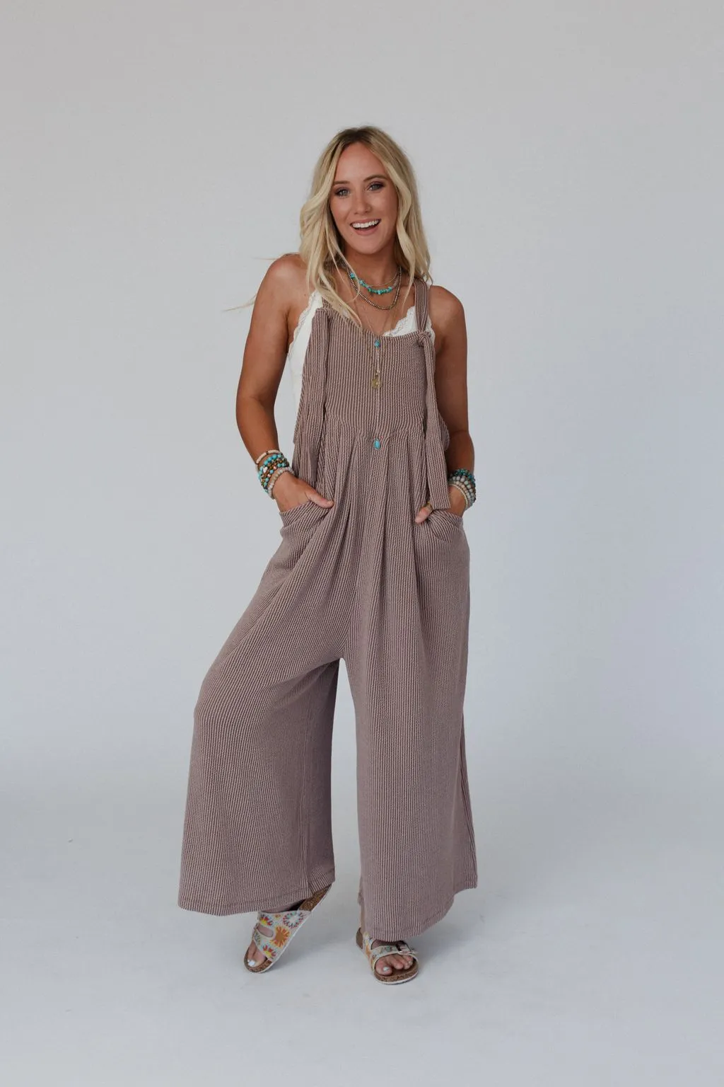 The Nest Urban Light Textured Jumpsuit - Acorn