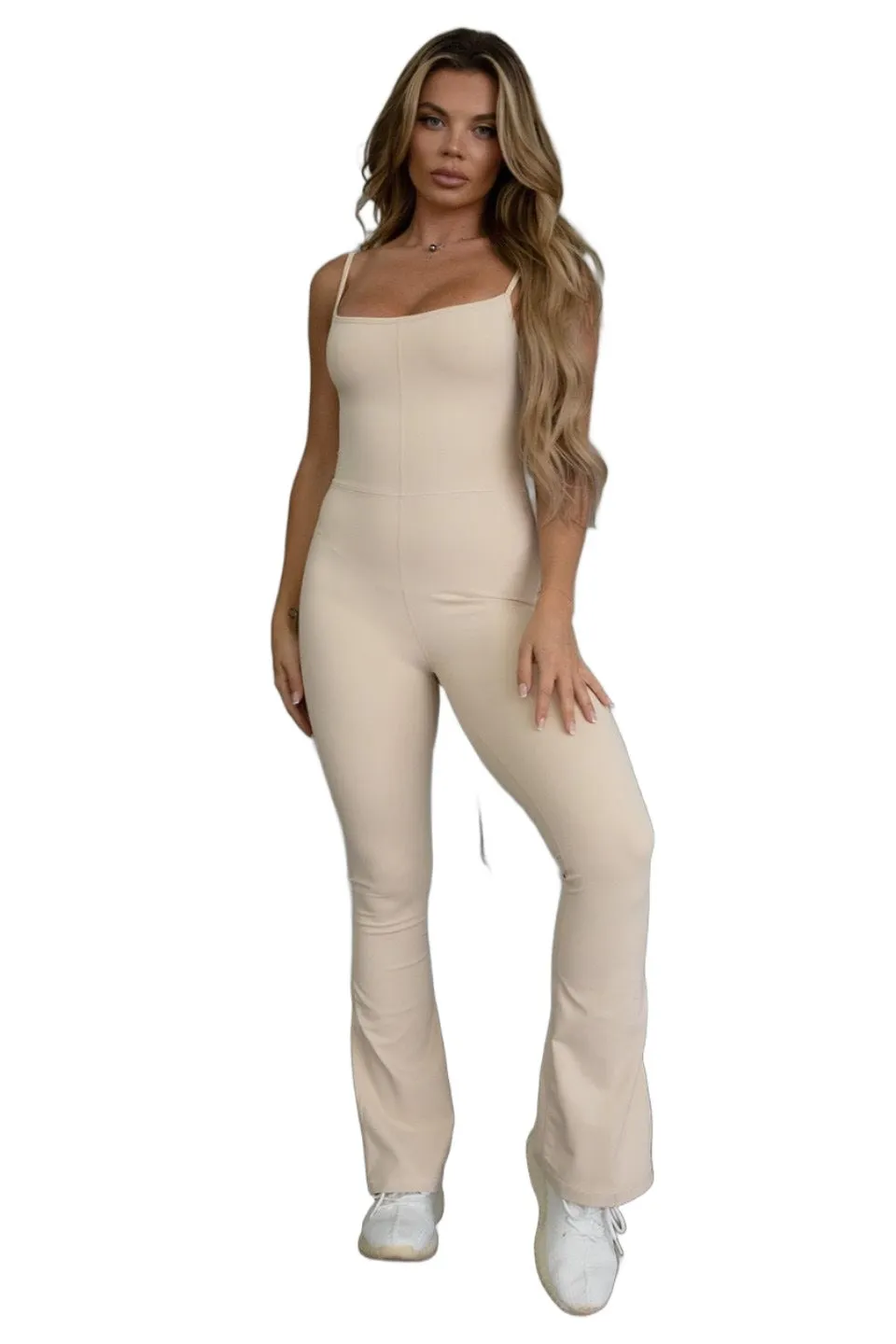 Tic Toc - "Pilates" Flare Jumpsuit - Stretch Lightweight Body Hugging