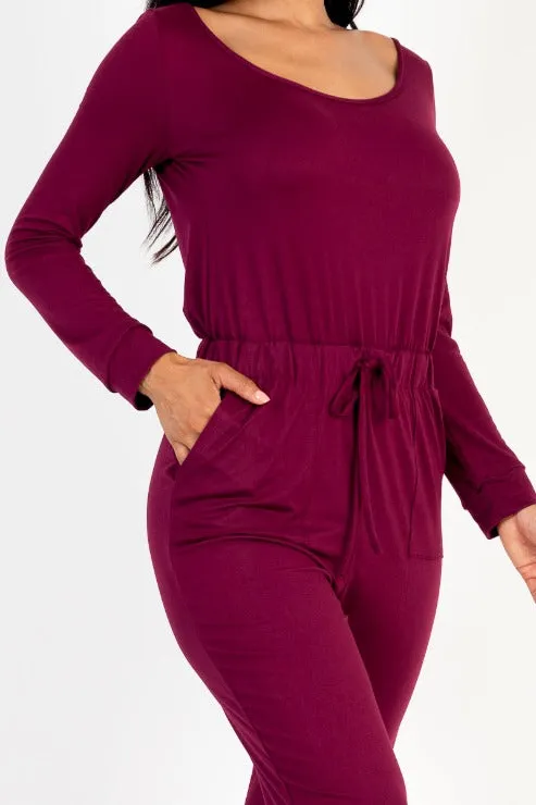 Tie Waist Long Sleeve Jumpsuit