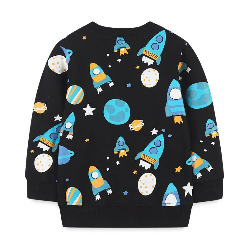 Toddler/Kid Boy's Cartoon Rocket Print Design Sweatshirt
