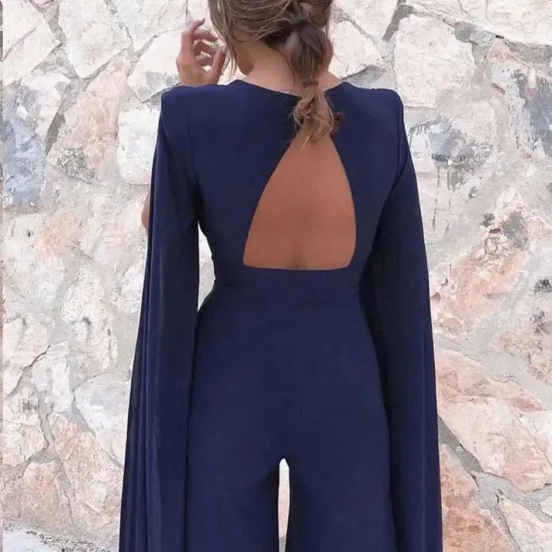 Trendy Chiffon long sleeved jumpsuit