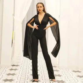 Trendy Chiffon long sleeved jumpsuit