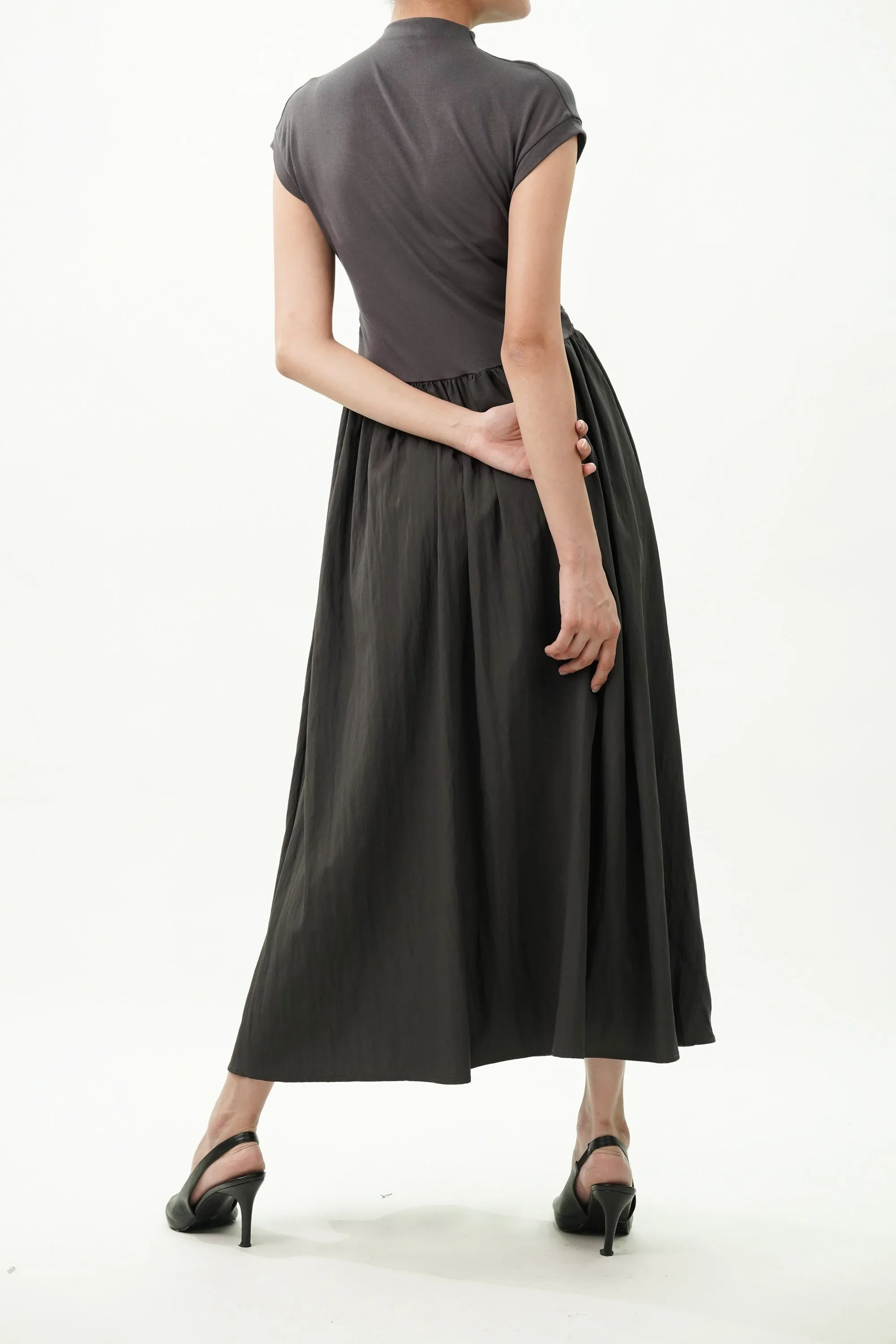 Turtle Neck Fit And Flared Knit Dress