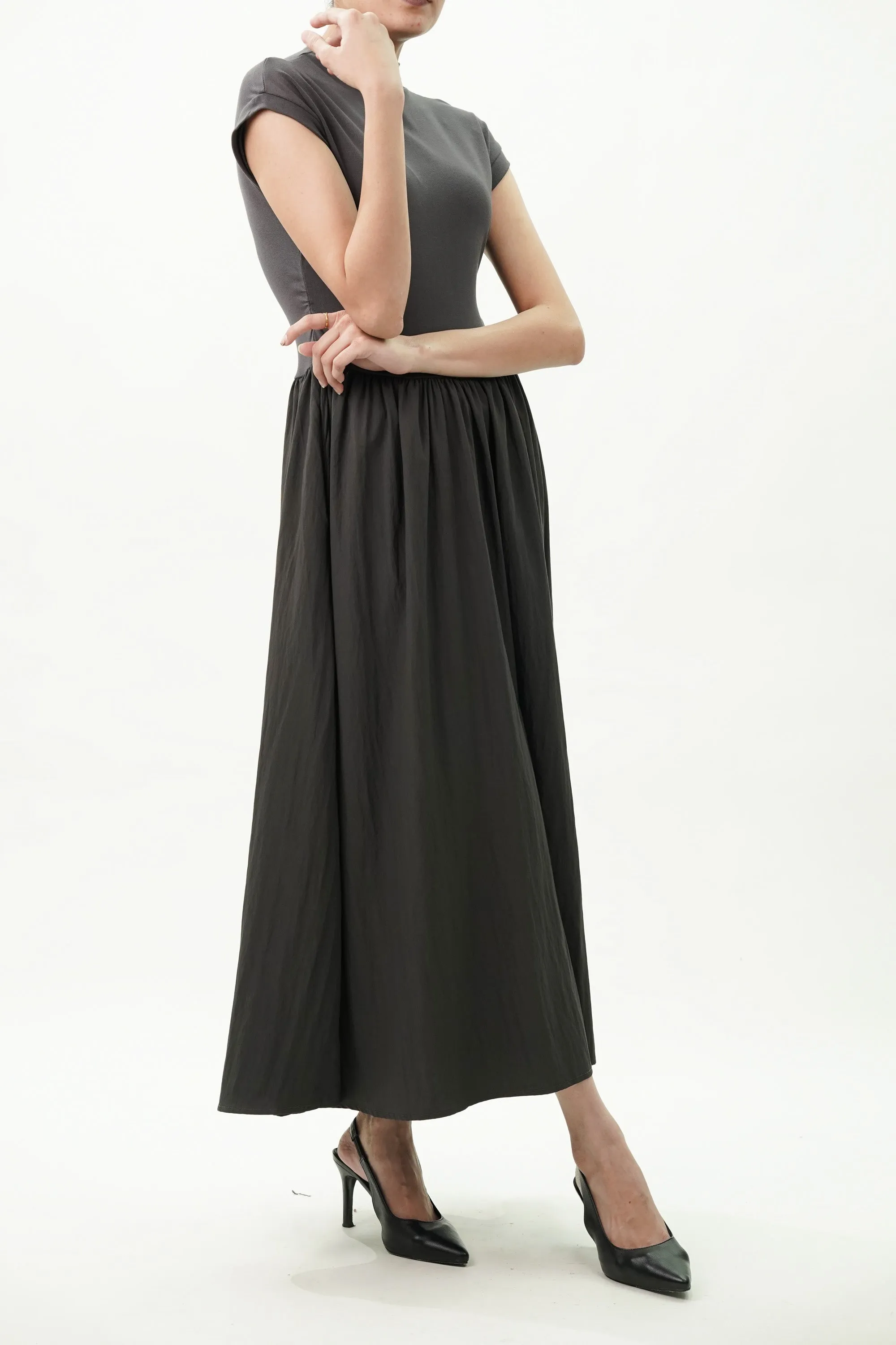Turtle Neck Fit And Flared Knit Dress