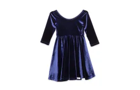 Twirly Dress in Navy Stretch Velvet