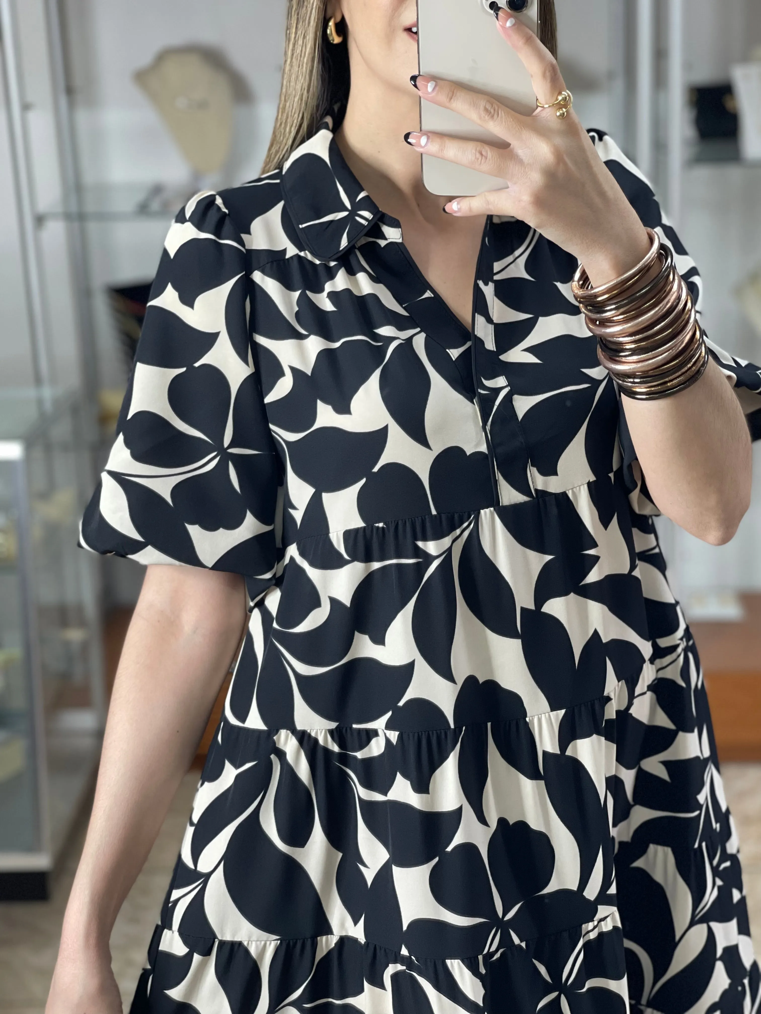 Two Tone Floral Midi Dress