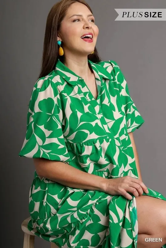 Two Tone Floral Midi Dress