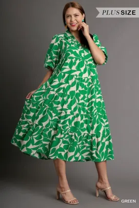 Two Tone Floral Midi Dress