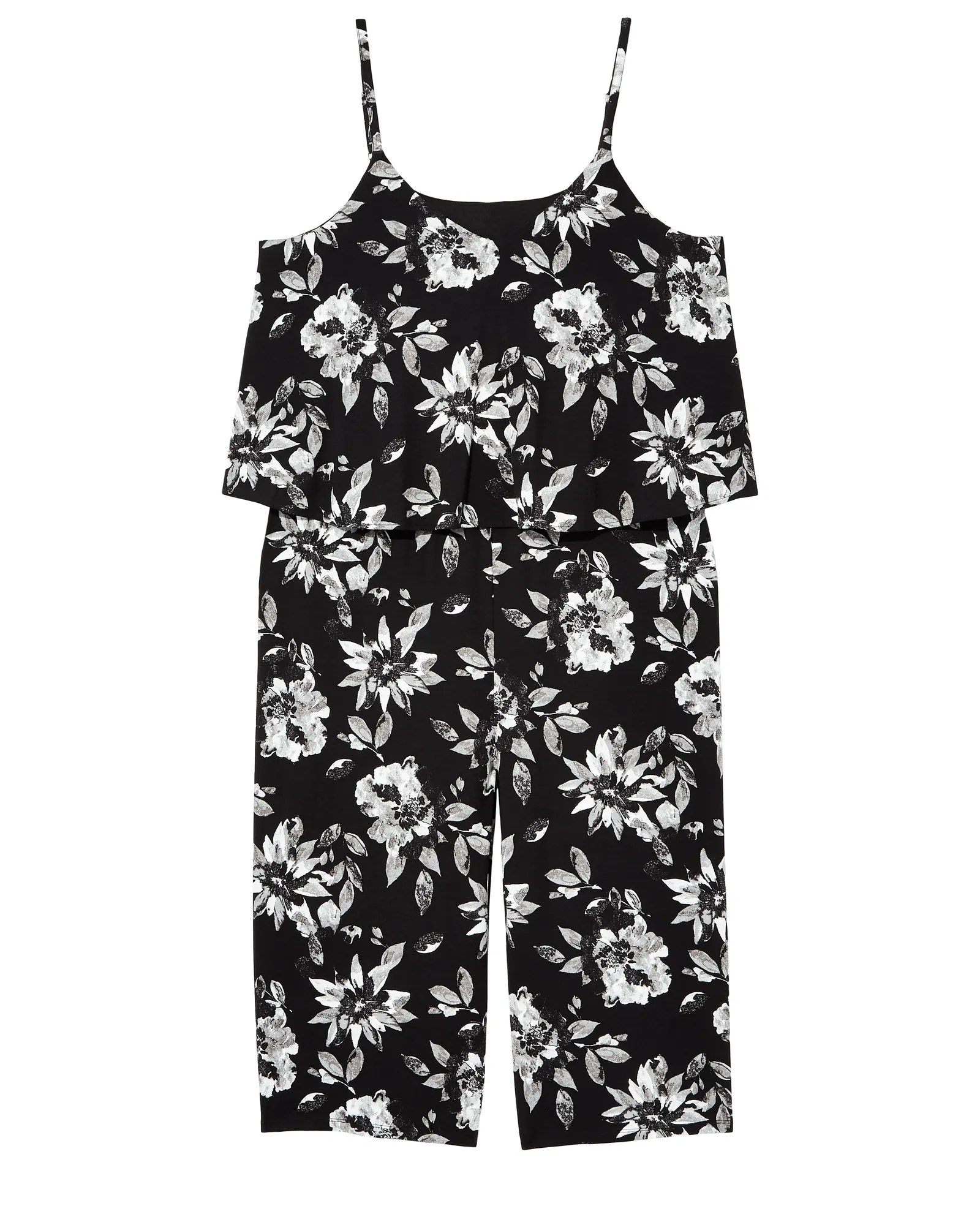 Valdez Wide Leg Cropped Jumpsuit | Black / Light Grey