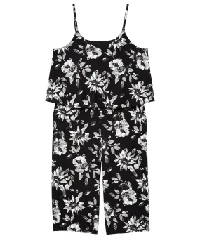 Valdez Wide Leg Cropped Jumpsuit | Black / Light Grey