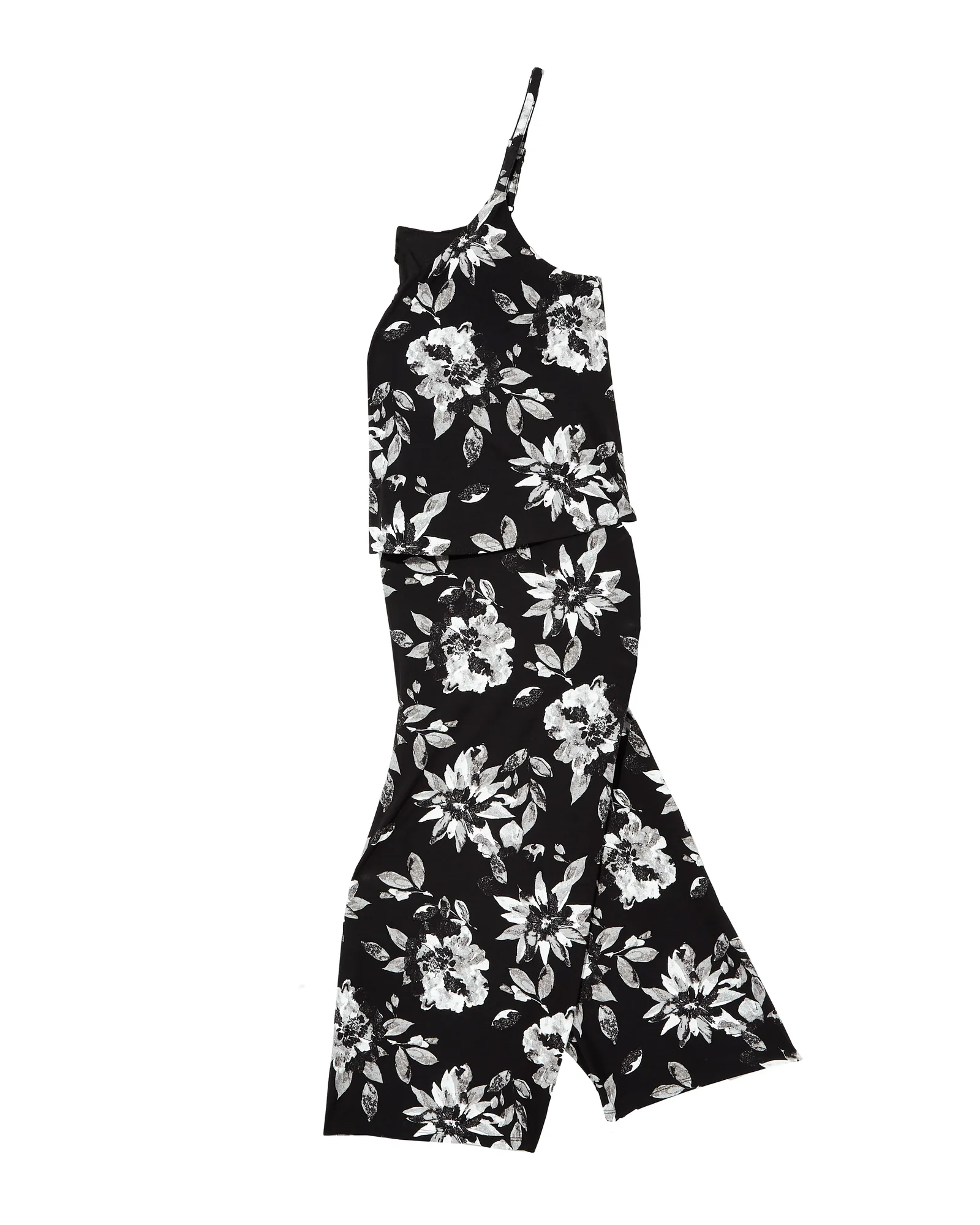 Valdez Wide Leg Cropped Jumpsuit | Black / Light Grey