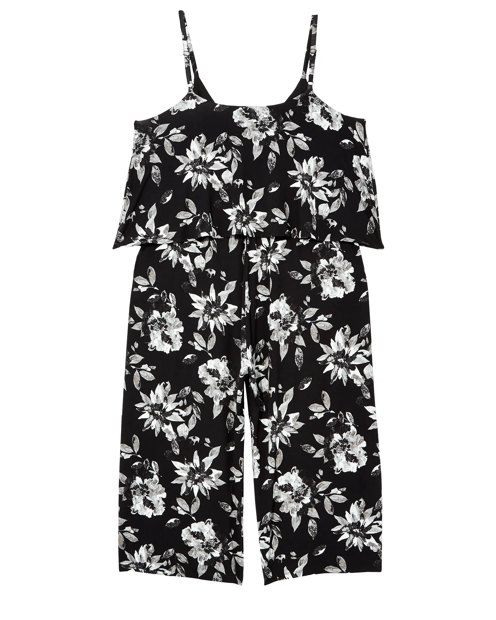 Valdez Wide Leg Cropped Jumpsuit | Black / Light Grey