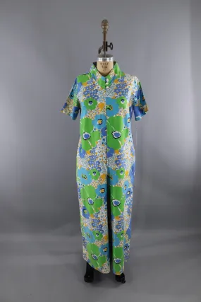 Vintage 1960s Lounge Craft  Jumpsuit / Mod Floral Print Romper