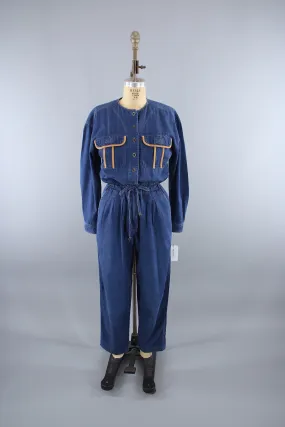 Vintage 1980s Liz Claiborne Blue Denim Jumpsuit