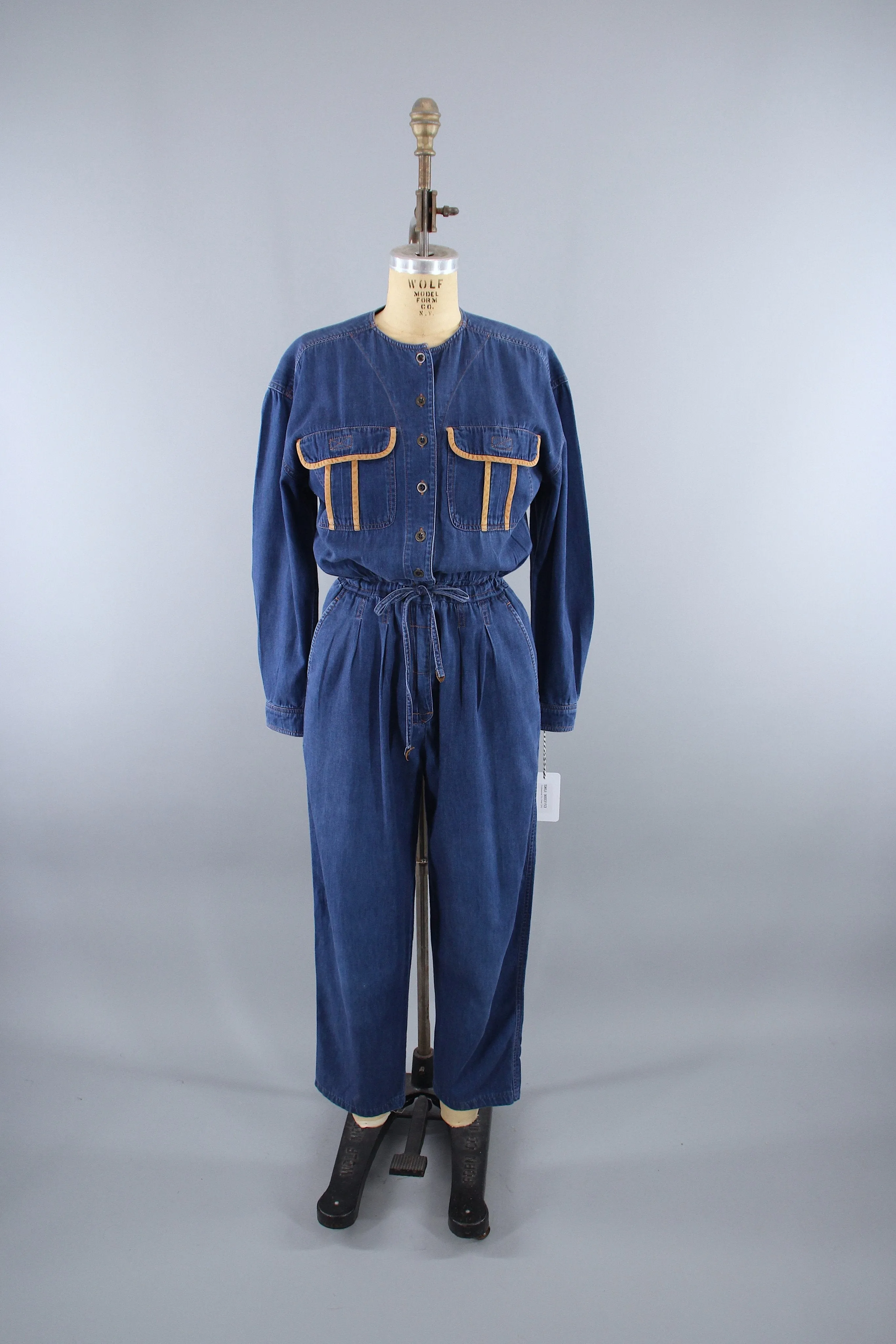Vintage 1980s Liz Claiborne Blue Denim Jumpsuit