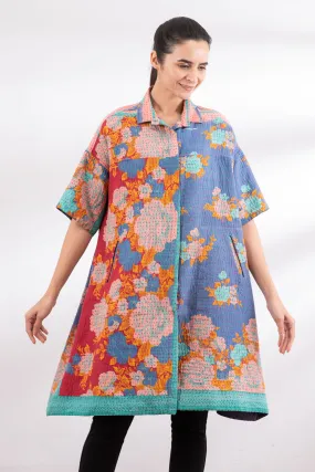 VINTAGE COTTON BBK KANTHA HALF SLV. SHIRT DRESS