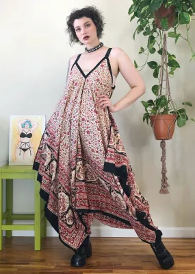 Vintage Floral & Peacock Printed Jumpsuit - XL/2X/3X