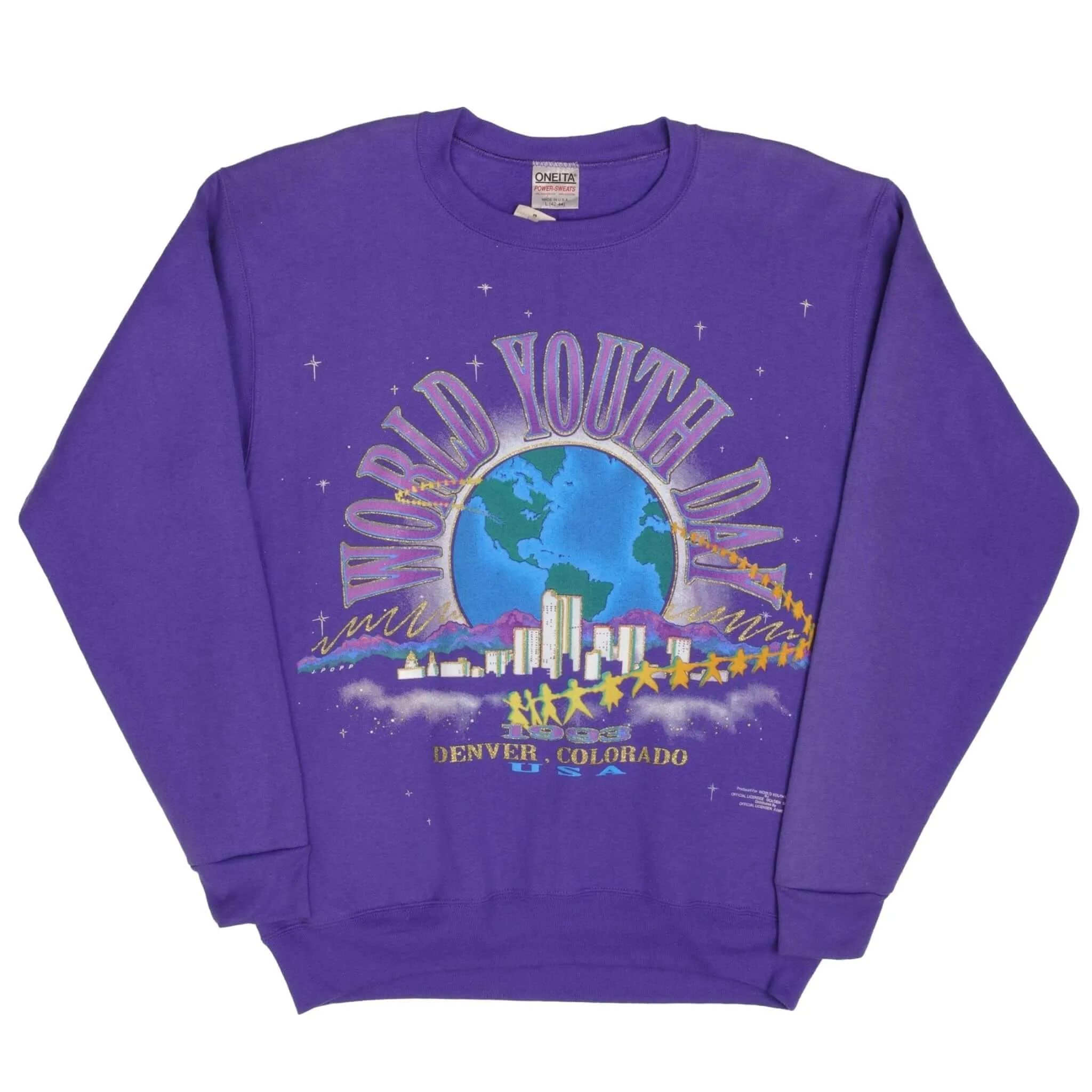 VINTAGE WORLD YOUTH DAY DENVER 1993 SWEATSHIRT LARGE MADE IN USA DEADSTOCK