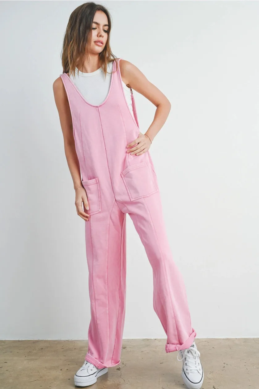 Washed French Terry Sleeveless Jumpsuit