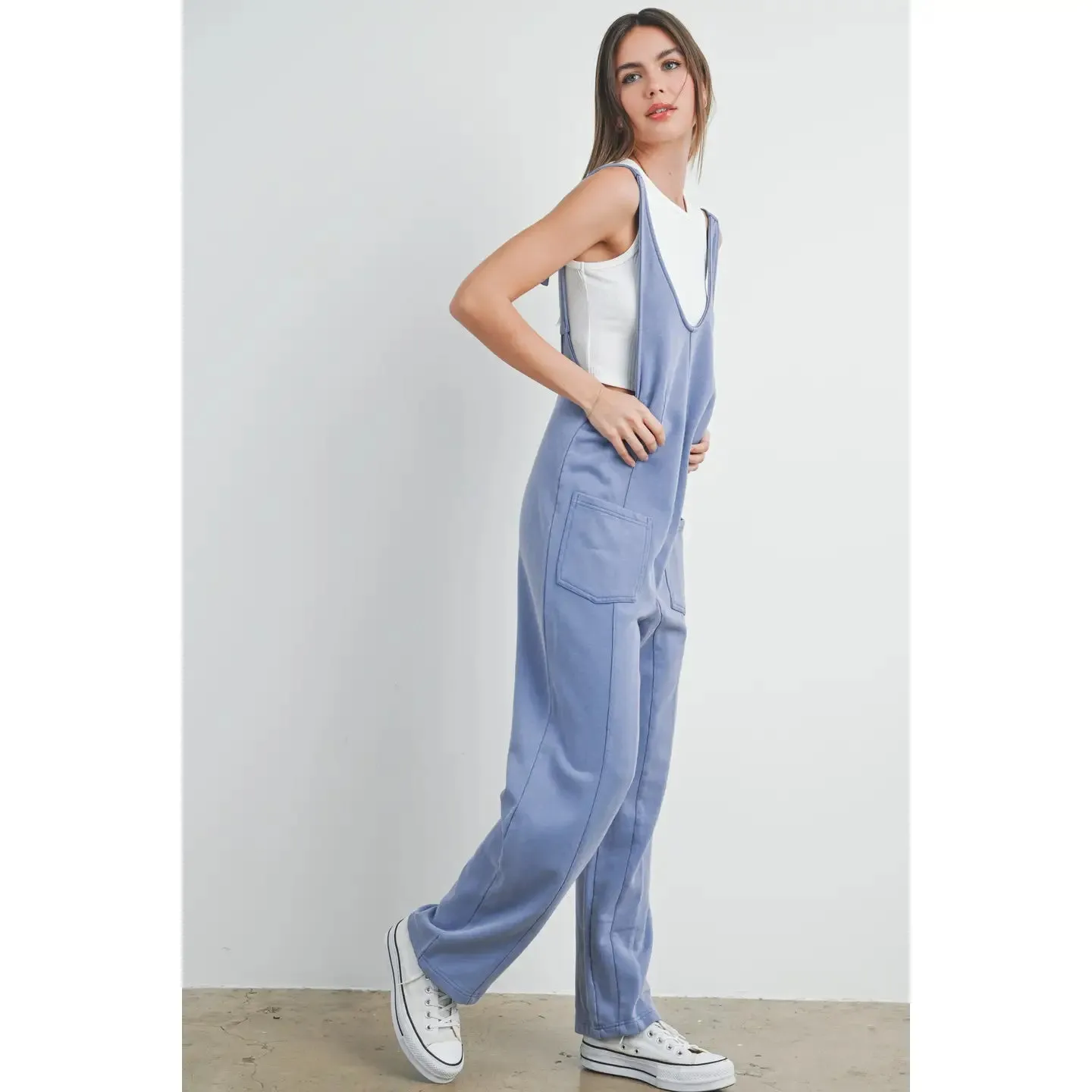 Washed French Terry Sleeveless Jumpsuit