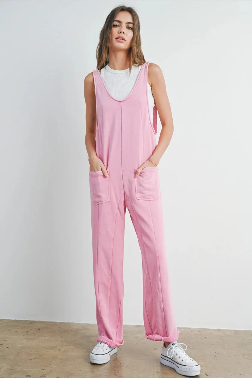 Washed French Terry Sleeveless Jumpsuit