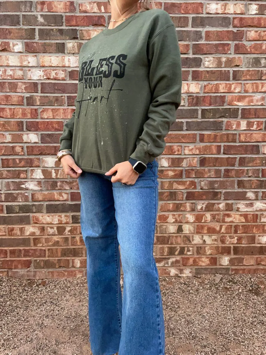 Well Bless Your Heart Army Green Sweatshirt