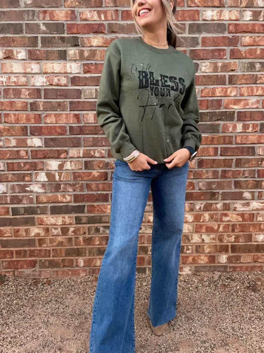 Well Bless Your Heart Army Green Sweatshirt